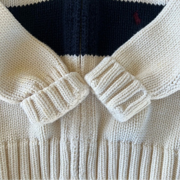 Polo Ralph Lauren Y2K Stripe Knit Cardigan Number Patch Full Zip 18 Mo FLAW - Picture 7 of 9
